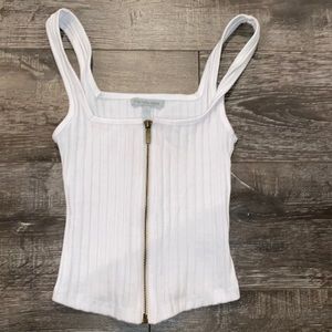 Charlotte Russe White Zip Up Crop